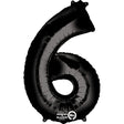 Number 6 Black Foil Balloon