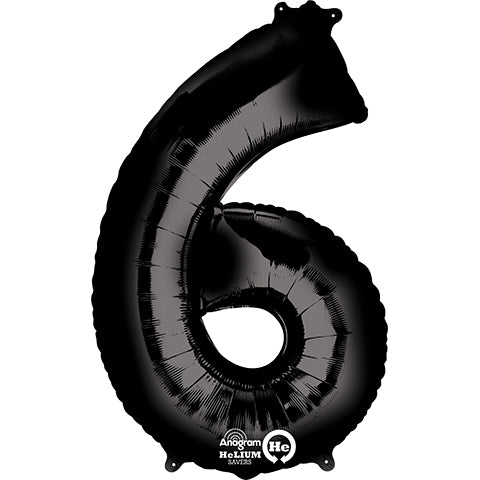 Number 6 Black Foil Balloon