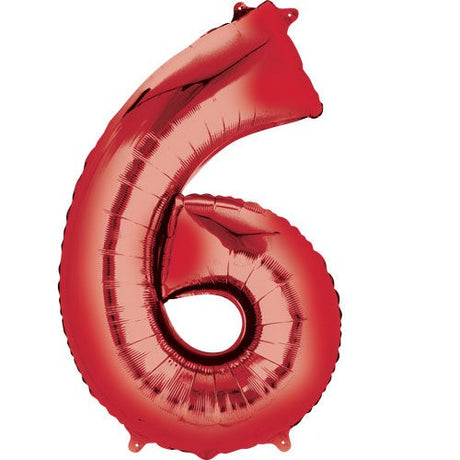 Foil Balloon 34 Inch Number 6 Red