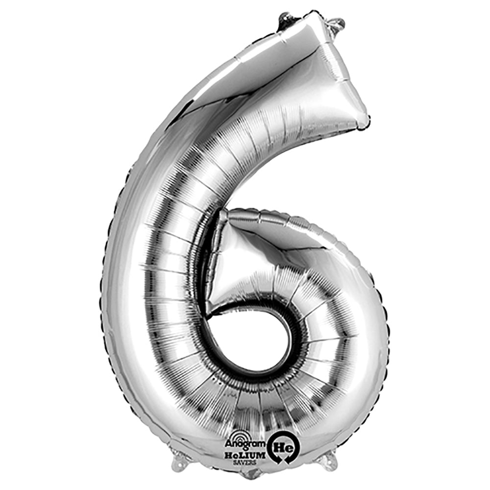 Silver Foil Number 6 Balloon