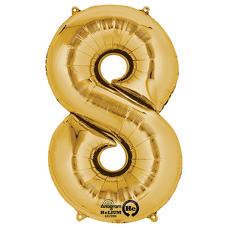 Gold Number 8 Foil Balloon