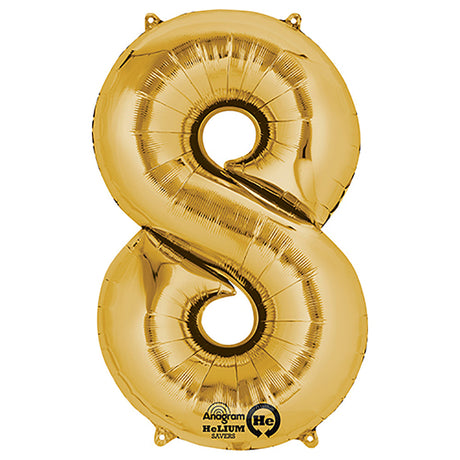 Gold Number 8 Foil Balloon