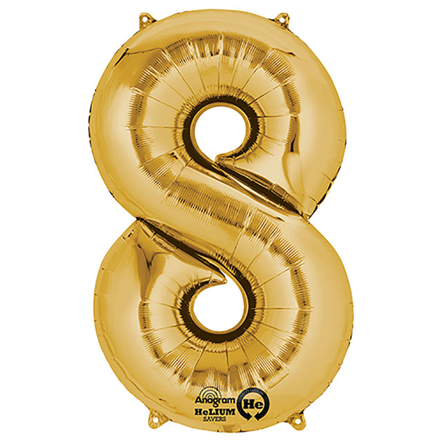 Gold Number 8 Foil Balloon
