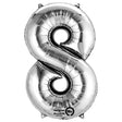 Foil Balloon Number 8 Silver 34 Inch