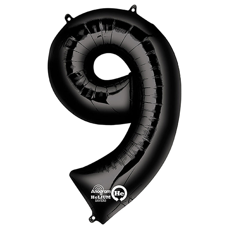 Foil Balloon Number 9 Black 34 Inch