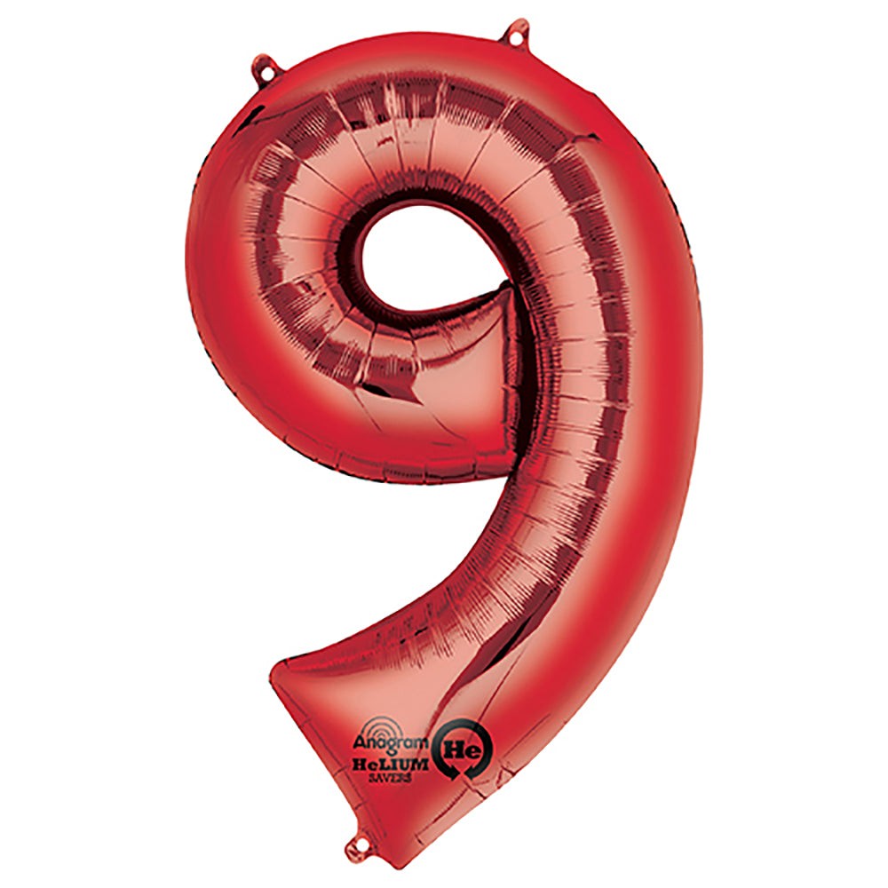 Foil Balloon Number 9 Red