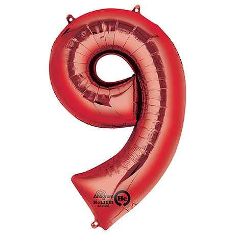 Foil Balloon Number 9 Red