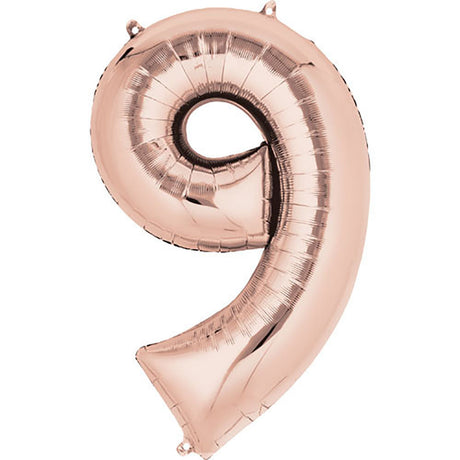 Foil Balloon Number 9 Rose Gold