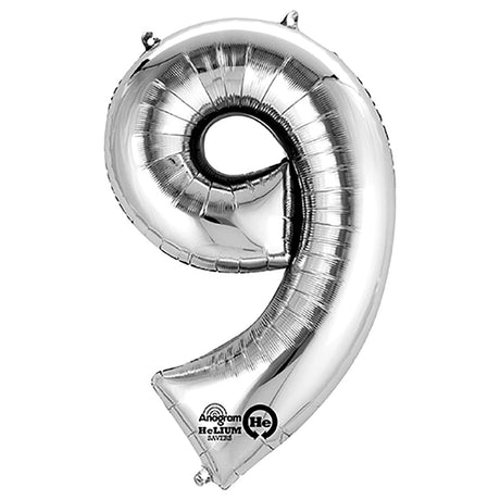 Number 9 Silver Foil Balloon