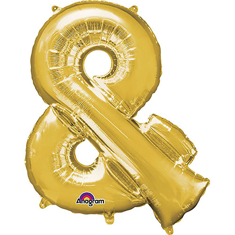 Foil Balloon 34 Inch Symbol & Ampersand Gold
