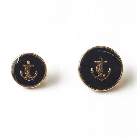 Anchor Metal Buttons - Metal Button, Gold Anchor On Dark Navy Background