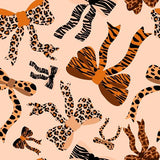 Printed Spandex Animal Bows Black or Beige