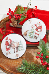 5.75 Inch Santa and Animal Disc Ornament
