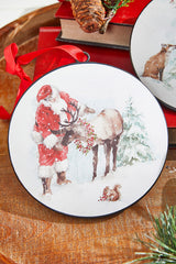 5.75 Inch Santa and Animal Disc Ornament