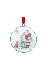 5.75” Santa and Animal Disc Ornament