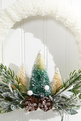 14x10 Inch Frosted Christmas Tree Wreath Hanger Snowy