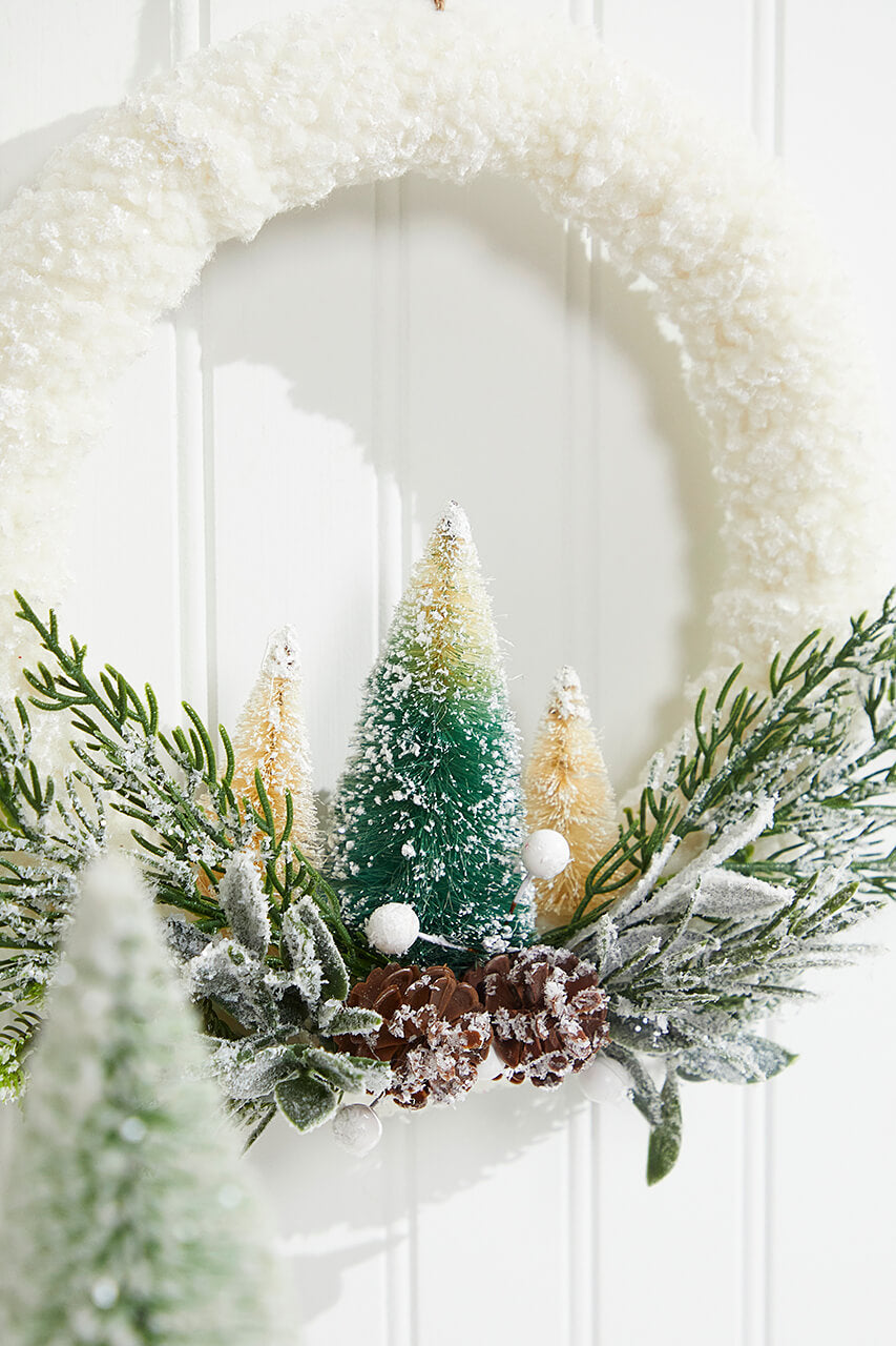 14"x10" Frosted Christmas Tree Wreath