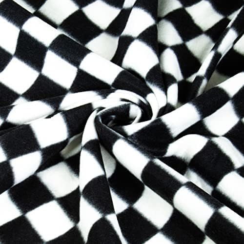 Polar Fleece Fabric Checkered White Black 60" 280 GSM