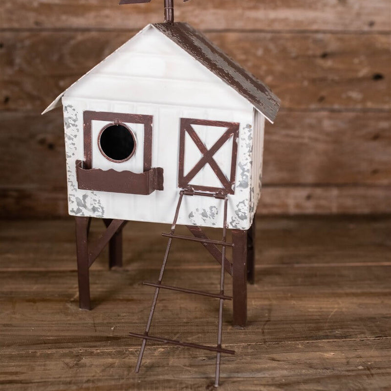 16 InchAntique Metal Birdhouse Decorative Farmhouse Garden Accent
