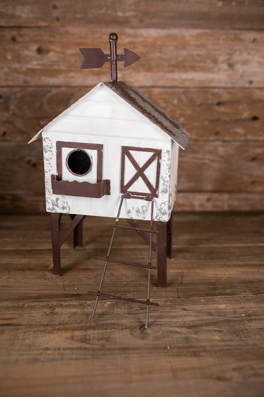 16" Antique Metal Birdhouse