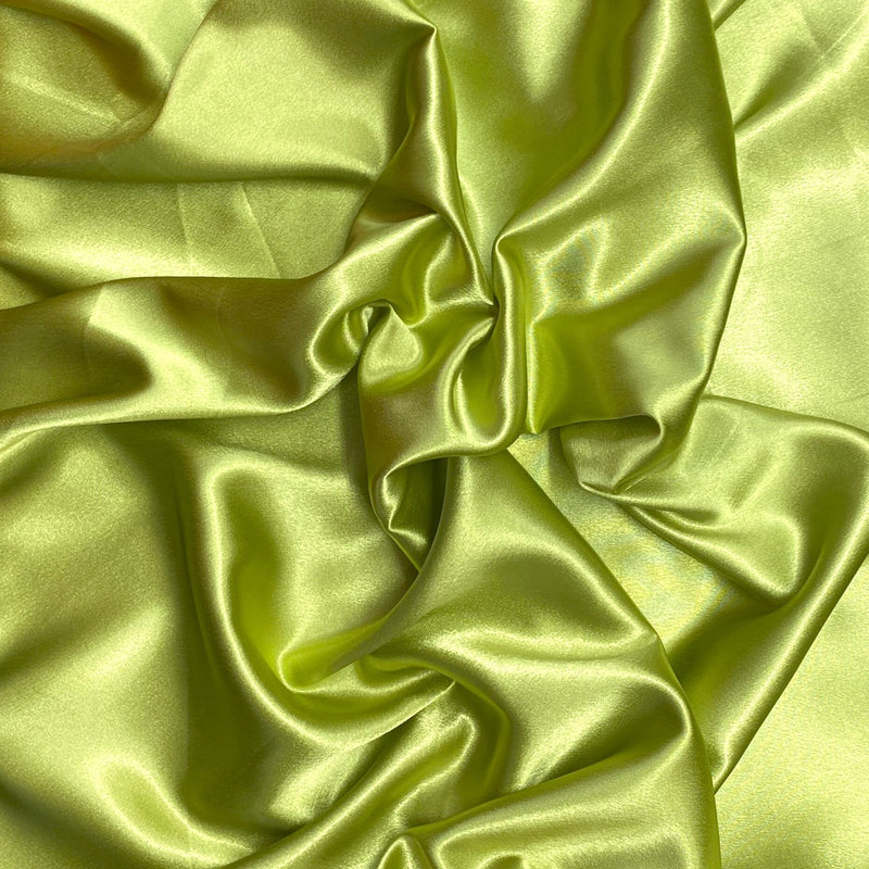 Crepe Satin Polyester Fabric - Apple Green, Shiny Satin, 58" Width (1 Yard)