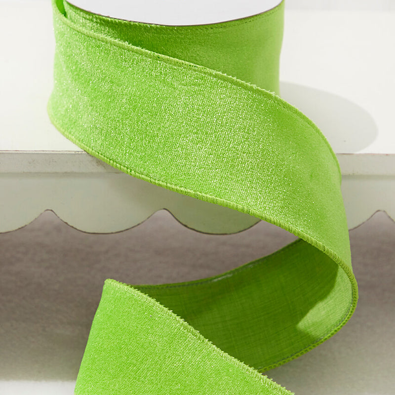 2.5" x 10 Yard Lime Green Velvet Wired Ribbon