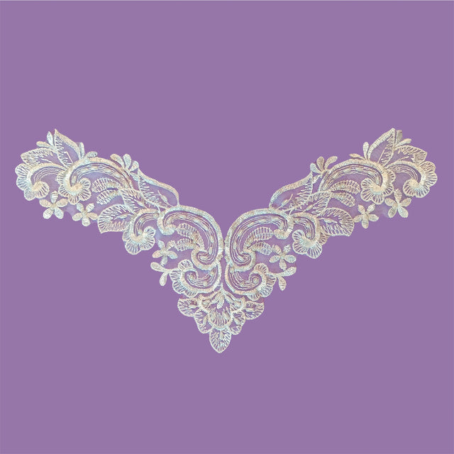 Beaded Lace Applique on Polyester Organza