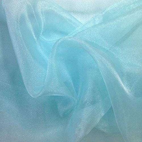Sparkle Crystal Sheer Organza Fabric - Aqua Shiny, 60" Width
