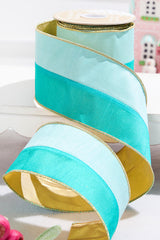 4 Inch x 10 Yard Mint Aqua Colorblock Dupioni Ribbon Modern Christmas Decorative Accent