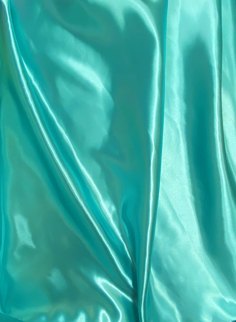 Aqua Bridal Satin Fabric - Aqua, Sheen, 58"-60" Width (1 Yard)