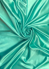 Crepe Satin Polyester Fabric - Aqua, Shiny Crepe Satin, 58" Width (1 Yard)