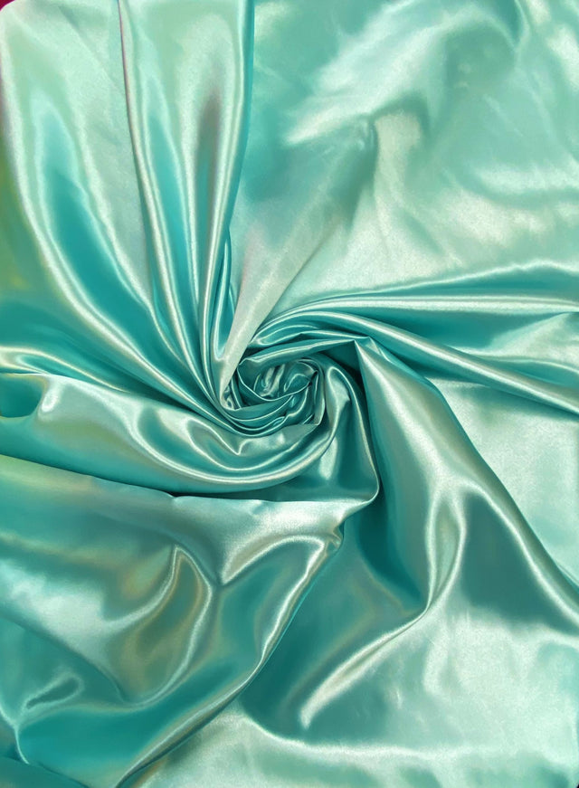 Aqua Bridal Satin Fabric - Aqua, Sheen, 58"-60" Width (1 Yard)