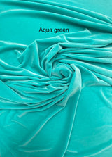 Aqua Green Polyester Spandex Stretch Velvet Fabric - Solid Aqua Green, 58"-60" Width
