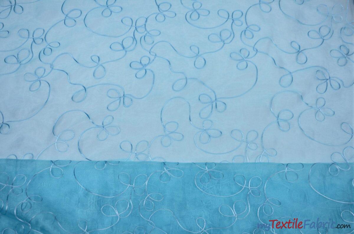 Fantasia Sheer Organza Embroidery Fabric - Embroidered Floral Sheer, 54" Width, Multiple Colors (1 Yard)