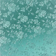 Aqua Rose Floral Jacquard Satin Fabric - Aqua Rose Floral Jacquard, 60" Width