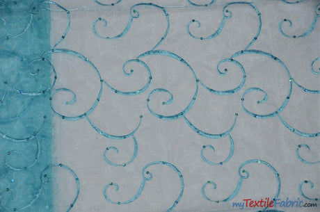 Ferial Organza Embroidery Polyester Fabric - Embroidered Floral Sheer With Sequins, 52/54" Width, Multiple Colors (1 Yard)