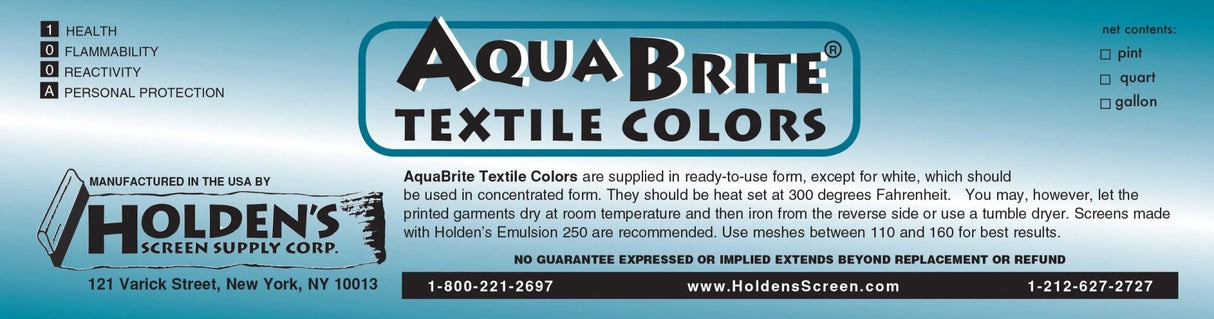 AquaBrite Textile Colors Water-Based Screen Printing Ink - Light-Colored Fabrics, Soft Long-Lasting Prints, 8Oz To 5 Gallon