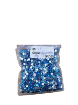 Small Bag Glue On Rhinestones Acrylic Fabric - Aquamarine AB, Flat Back, 2MM To 6MM Sizes (Small Bag)