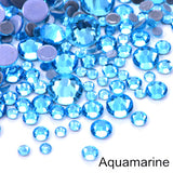 Small Bag Glue On Rhinestones Acrylic Fabric - Aquamarine AB, Flat Back, 2MM To 6MM Sizes (Small Bag)