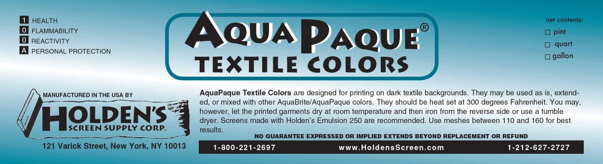 AquaPaque Opaque Textile Ink - Water-Based Opaque Textile Ink, Dark Fabric Screen Printing, Vibrant Colors (8oz)