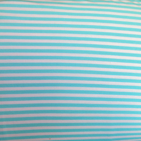 Cotton Lycra Aqua and White 3/16" Stripe Knit Fabric