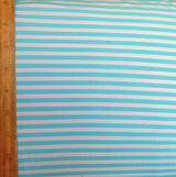 Cotton Lycra Aqua and White 3/16" Stripe Knit Fabric