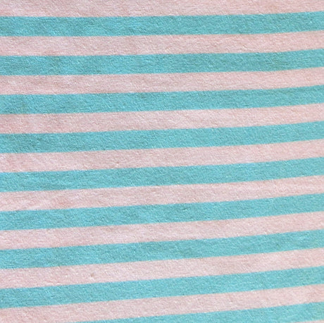 Cotton Lycra Aqua and White 3/8" Stripe Knit Fabric