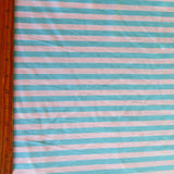 Cotton Lycra Aqua and White 3/8" Stripe Knit Fabric