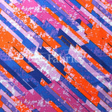 Archi Puz Poly Spandex Fabric - Blue Green, Pink Orange Geometric Print, 4-Way Stretch, Moisture Wicking, 58-60" Width (1 Yard)