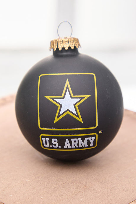 3.25" Ebony U.S . Army Logo & Song Glass Ball Ornament
