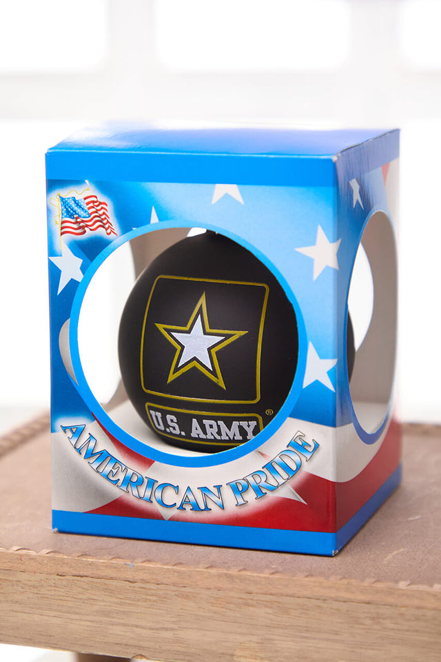 3.25" Ebony U.S . Army Logo & Song Glass Ball Ornament