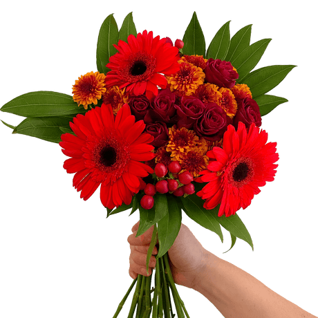 16 Red Fall Flower Bouquets Premium Arrangement Set