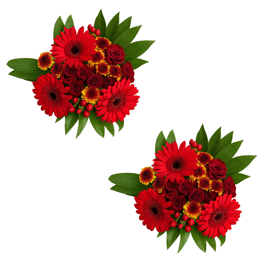 2 Red Fall Flower Bouquets Fresh Autumn Arrangement Set