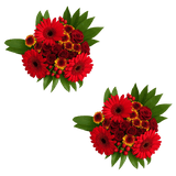 2 Red Fall Flower Bouquets Fresh Autumn Arrangement Set